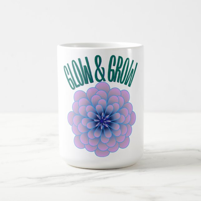 Personlig Glow & Grow Estetisk Blommig Citat Kaffemugg (Center)