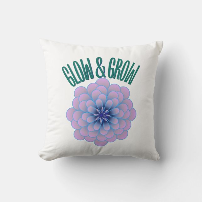 Personlig Glow & Grow Estetisk Blommig Citat Kudde (Framsida)