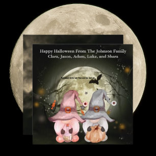Personlig Gnome Family Halloween-hälsningskort