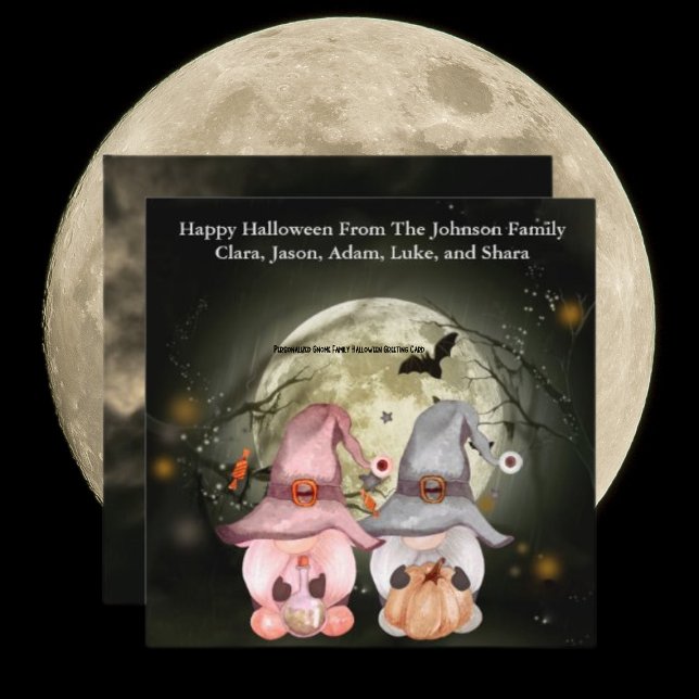 Personlig Gnome Family Halloween-hälsningskort (Personalized Gnome Family Halloween Greeting Card)
