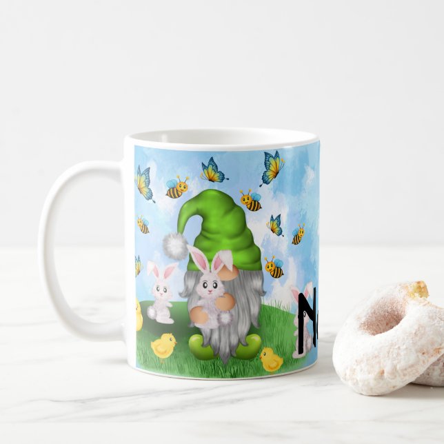 Personlig Gnome Påsk Vår Design Coffee Mugg (Med munk)