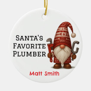 Personlig Gnome Plumber/Handyman jul Julgransprydnad Keramik