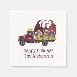 Personlig Gnomes Vin Lastbil Helgdag jul Pappersservett