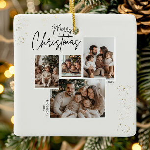 "Personlig God jul 4-foto Collage Julgransprydnad Keramik