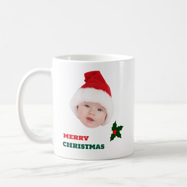 Personlig God jul Anpassningsbar Baby Ansikte Kaffemugg (Vänster)