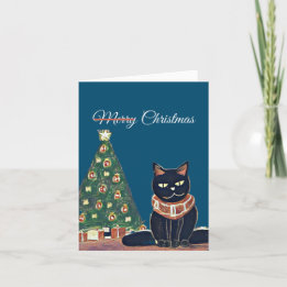 Personlig God jul Arg Black Cat Helgkort
