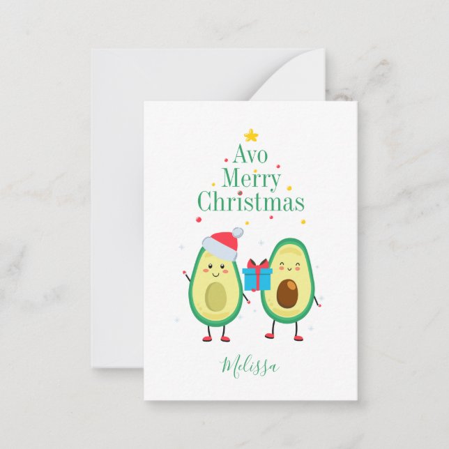 Personlig God jul Avocado Illustration Anteckningskort (Framsida)