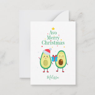Personlig God jul Avocado Illustration Anteckningskort
