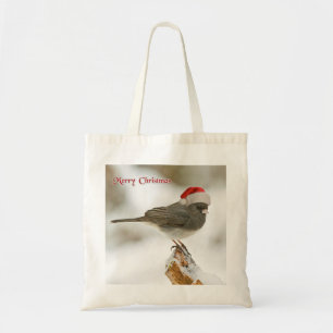 Personlig God jul Bird Santa Hat Tygkasse