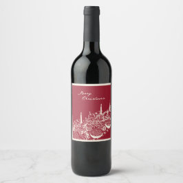 Personlig God Jul Bord Minimal Design Vinflaska Etikett