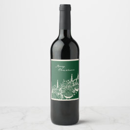 Personlig God Jul Bord Minimal Design Vinflaska Etikett