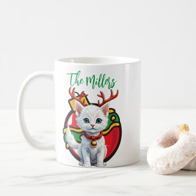 Personlig God jul Cat kaffe mugg (Med munk)