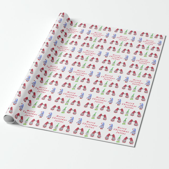 Personlig God jul Cute Gnomes Helgdag Presentpapper (Utrullad)