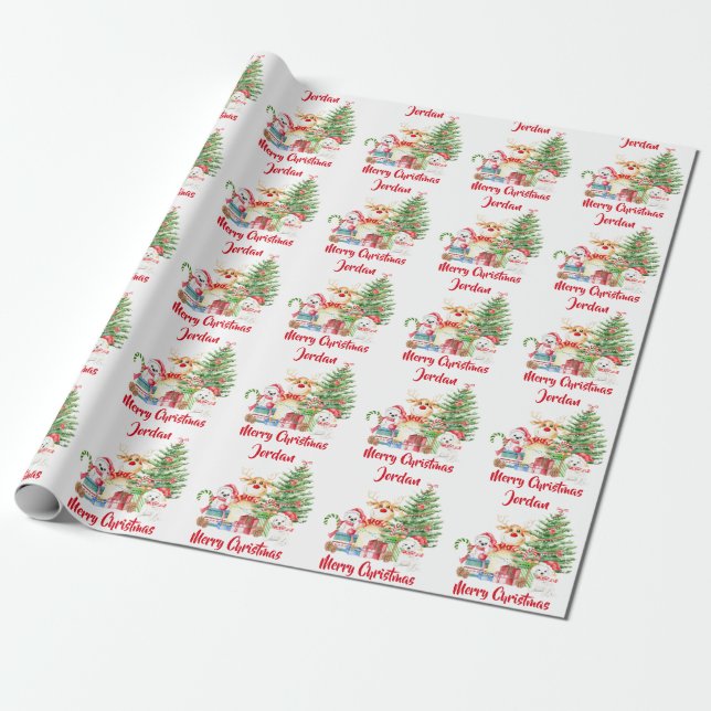 Personlig God jul Cute Gnomes Helgdag Presentpapper (Utrullad)