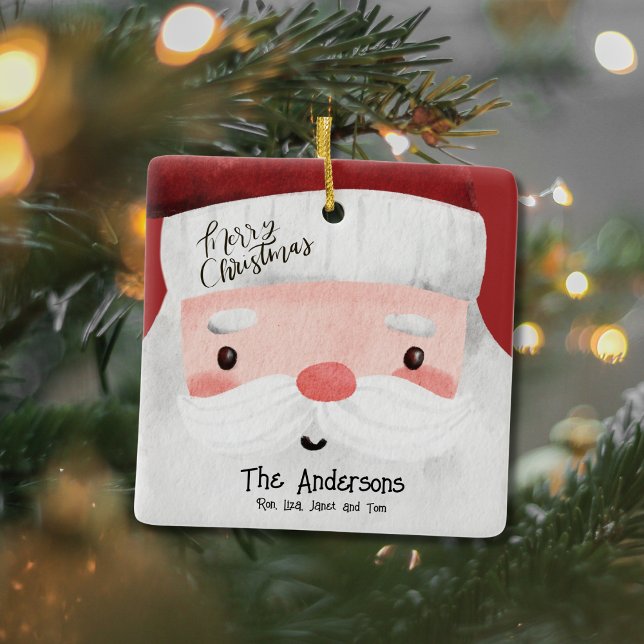 Personlig God jul Cute Jultomten Ansikte Julgransprydnad Keramik (Skapare uppladdad)