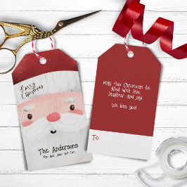 Personlig God jul Cute Jultomten Ansikte Presentetikett
