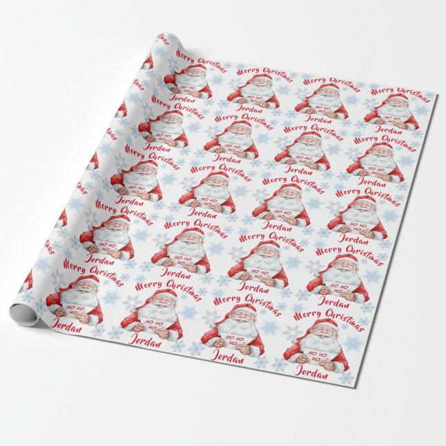Personlig God jul Cute Jultomten Presentpapper (Utrullad)