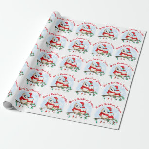 Personlig God jul Cute Uggla Santa Hat Presentpapper
