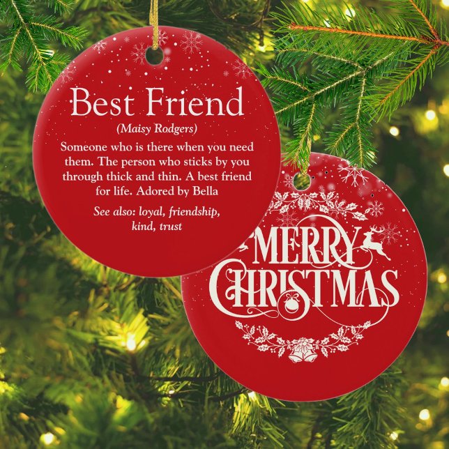 Personlig God Jul-definition, bästa vänner Julgransprydnad Keramik (Personalized Christmas Best Friend Definition Ceramic Ornament)