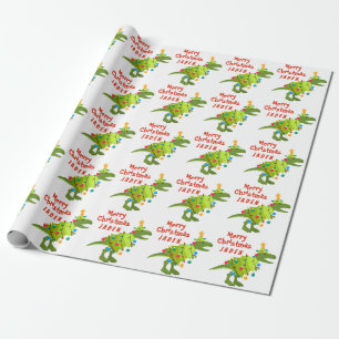 Personlig God jul Dinosaur Santa Hat Presentpapper