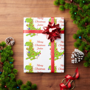 Personlig God jul Dinosaur Santa Hat Presentpapper