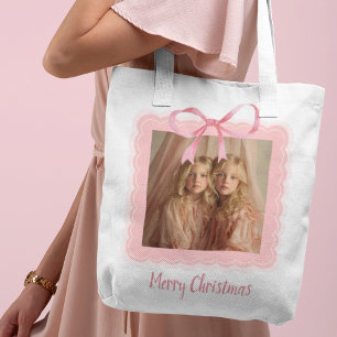 Personlig God Jul Familjefoto Toteväska Tygkasse