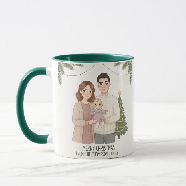 Personlig God Jul Familjekopp  Mugg (Vänster)