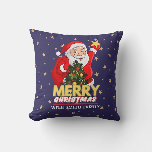 Personlig God jul Family Jultomten Kudde (Framsida)