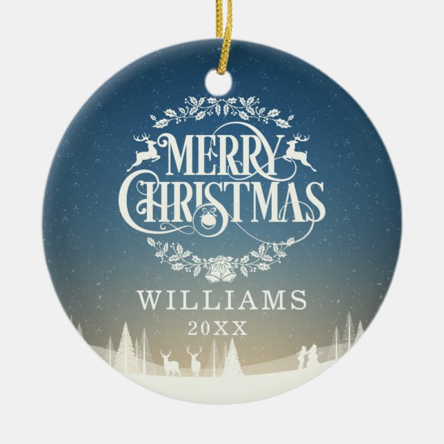 Personlig God jul Family Photo Julgransprydnad Keramik (Framsidan)