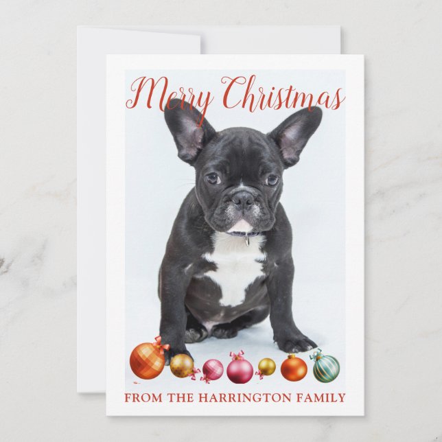 Personlig God jul Fransk Bulldog Puppy Julkort (Framsida)