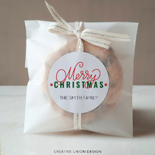 Personlig God jul Gift Märkre Namn Runt Klistermärke
