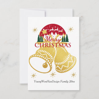 personlig God jul Golden Bell Card Tack Kort
