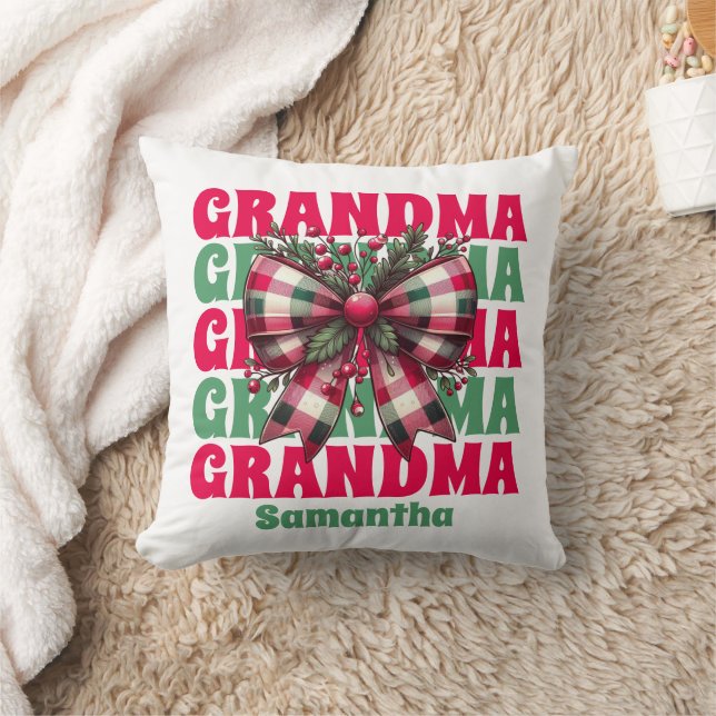 Personlig God Jul Grandma Coquette Bow Kudde (Filt)