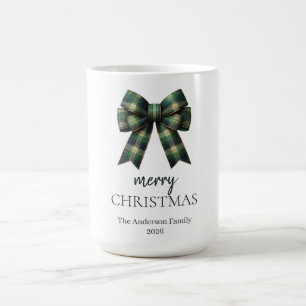 Personlig God Jul   Grön Rutig Slinga Kaffemugg