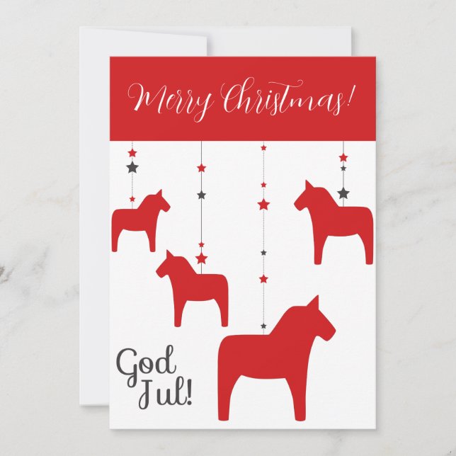 Personlig God Jul! Juldala häst Julkort (Framsida)