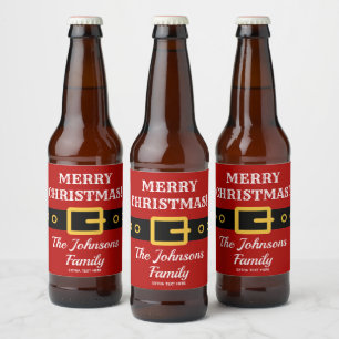 Personlig God jul Jultomten kostym Ölflaska Etikett