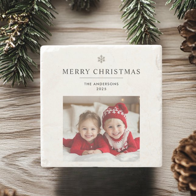 "Personlig God jul med Photo & Namn Stenunderlägg (Skapare uppladdad)