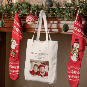 "Personlig God jul med Photo & Namn Tygkasse