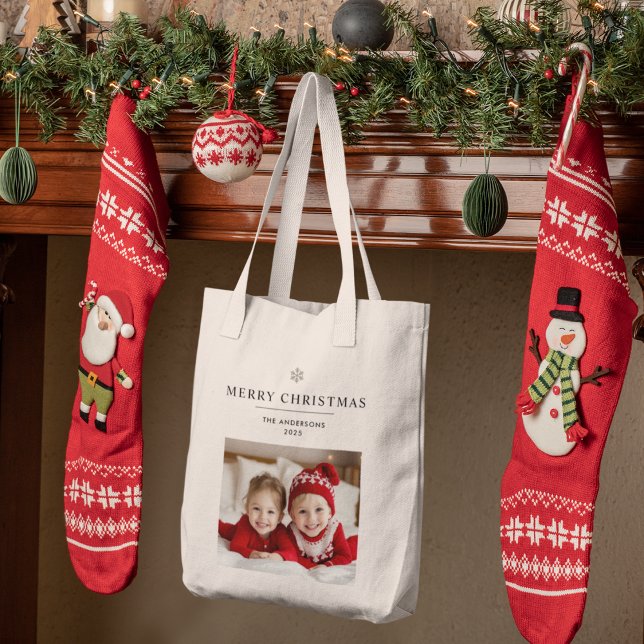 "Personlig God jul med Photo & Namn Tygkasse (Skapare uppladdad)