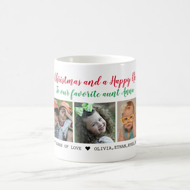 Personlig God jul Moster 5 Fotokollage  Kaffemugg (Center)