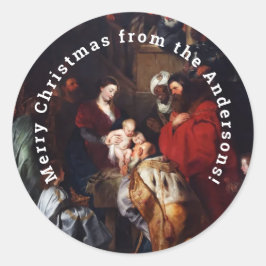 Personlig God jul Nativitet Runt Klistermärke