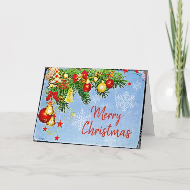 Personlig God jul Ornament och Gräs Kort (Framsida)