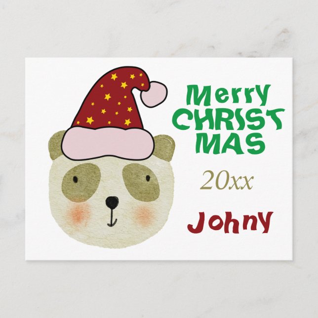 Personlig God jul Panda har hatt Helg Vykort (Framsida)