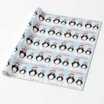 Personlig God jul Penguin Gift Wrap