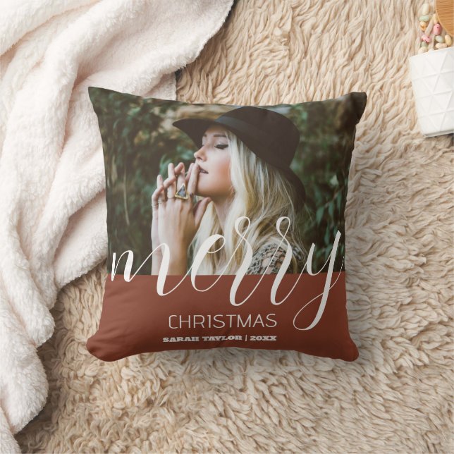 Personlig God jul Photo Namn Typografi Kudde (Filt)