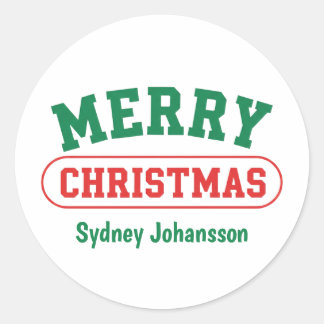 Personlig God Jul Retro Anpassat Namn Runt Klistermärke