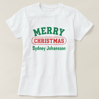 Personlig God Jul Retro Anpassat Namn T Shirt