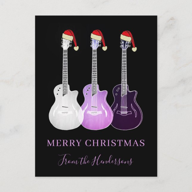 Personlig God jul Rosa guitars Helg Vykort (Framsida)