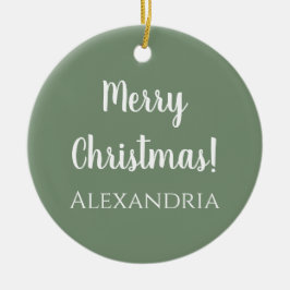 Personlig God jul Sage Grönt Julgransprydnad Keramik