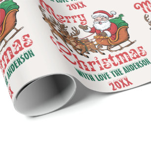 Personlig God jul Santa Sleigh Reindeer Presentpapper